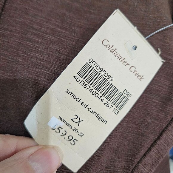 NEW! Coldwater Creek Cardigan Sweater 2X Brown Texture Trim Open Front - Picture 10 of 10